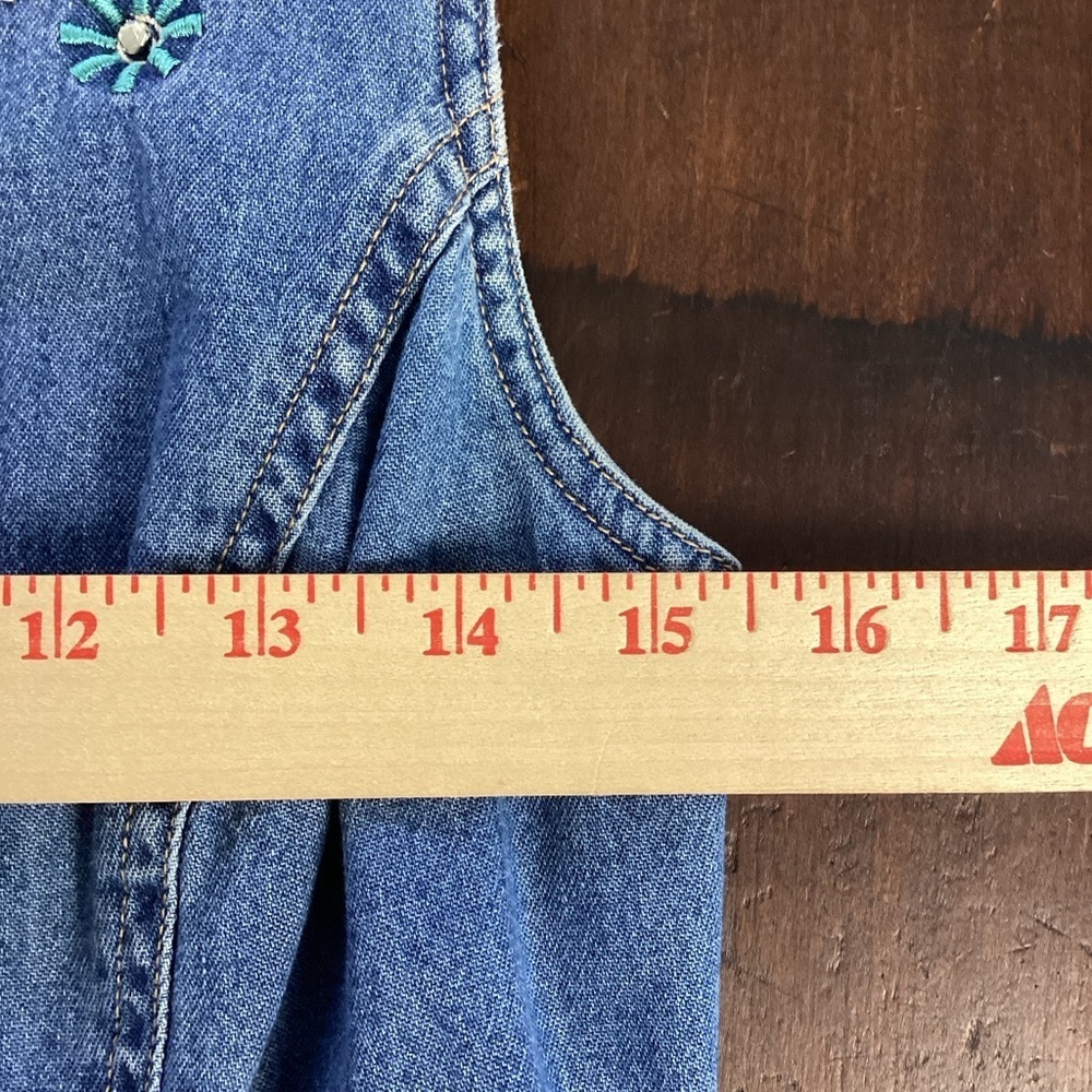 Robbie Bee Blue Denim Sleeveless Midi Dress with Embroidered Accents Sz 8 - Picture 7 of 13
